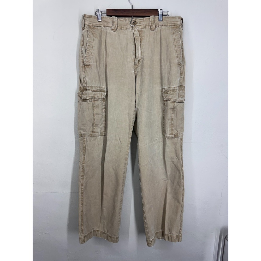 Eddie Bauer Cargo Pants Mens 36x34 Beige Relaxed Fit Straight Leg Hiking Outdoor